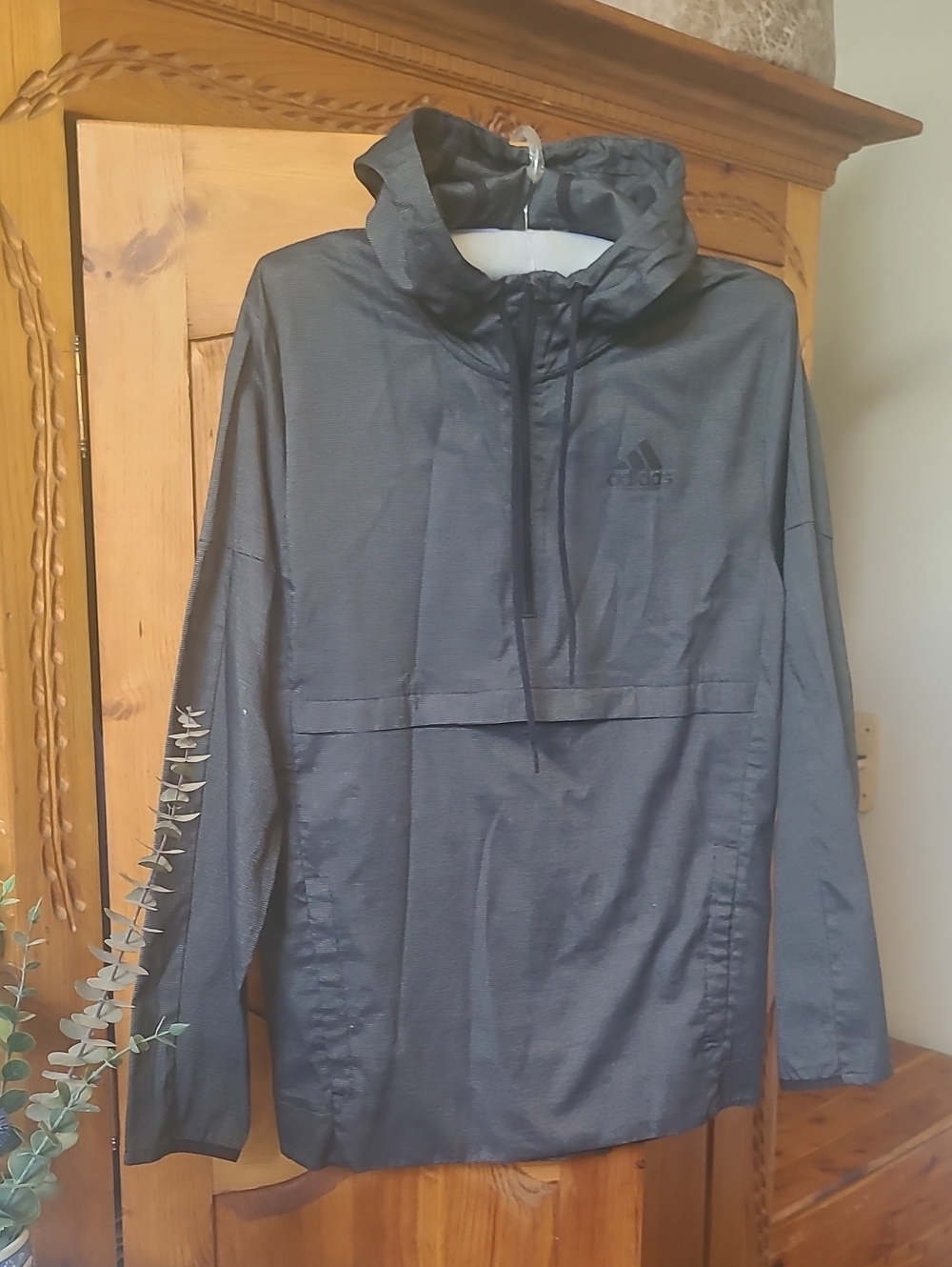 adidas Black Hooded Windbreaker Pullover